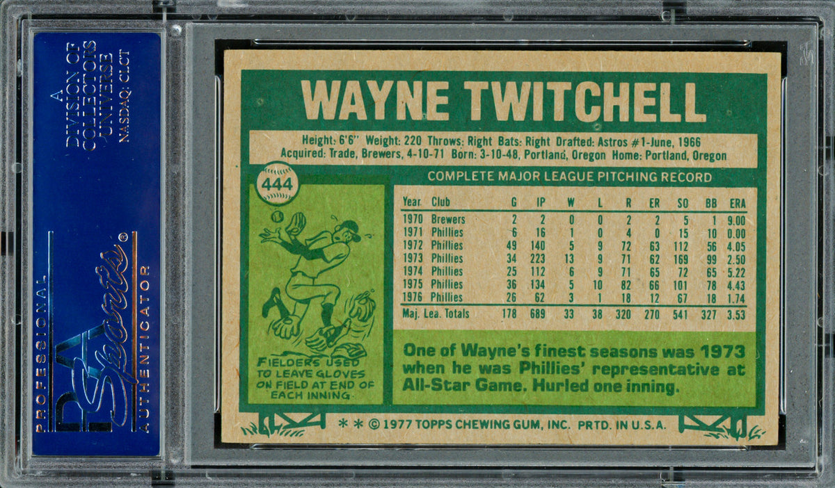 Wayne Twitchell Autographed 1977 Topps Card #444 Philadelphia Phillies PSA/DNA #83306640