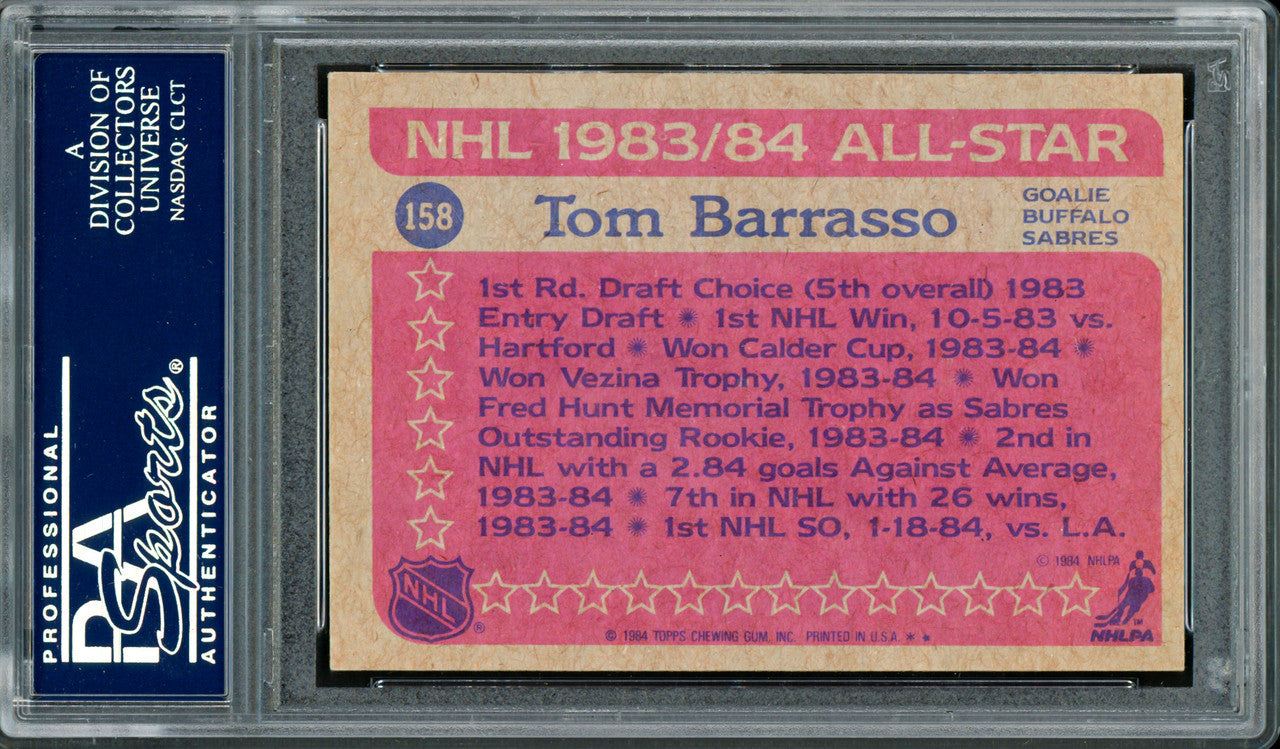 Tom Barrasso Autographed 1984-85 O-Pee-Chee Rookie Card #212 Buffalo Sabres PSA/DNA #83921174