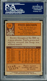 Downtown Fred Brown Autographed 1978-79 Topps Card #59 Seattle Supersonics PSA/DNA #83920992