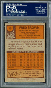 Downtown Fred Brown Autographed 1978-79 Topps Card #59 Seattle Supersonics PSA/DNA #83920454