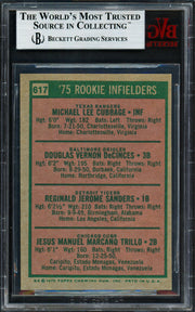 Reggie Sanders Autographed 1975 Topps Rookie Card #617 Detroit Tigers Beckett BAS #9576906