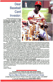 Lou Brock Autographed 5.5x8.5 Guide St. Louis Cardinals Stock #106132