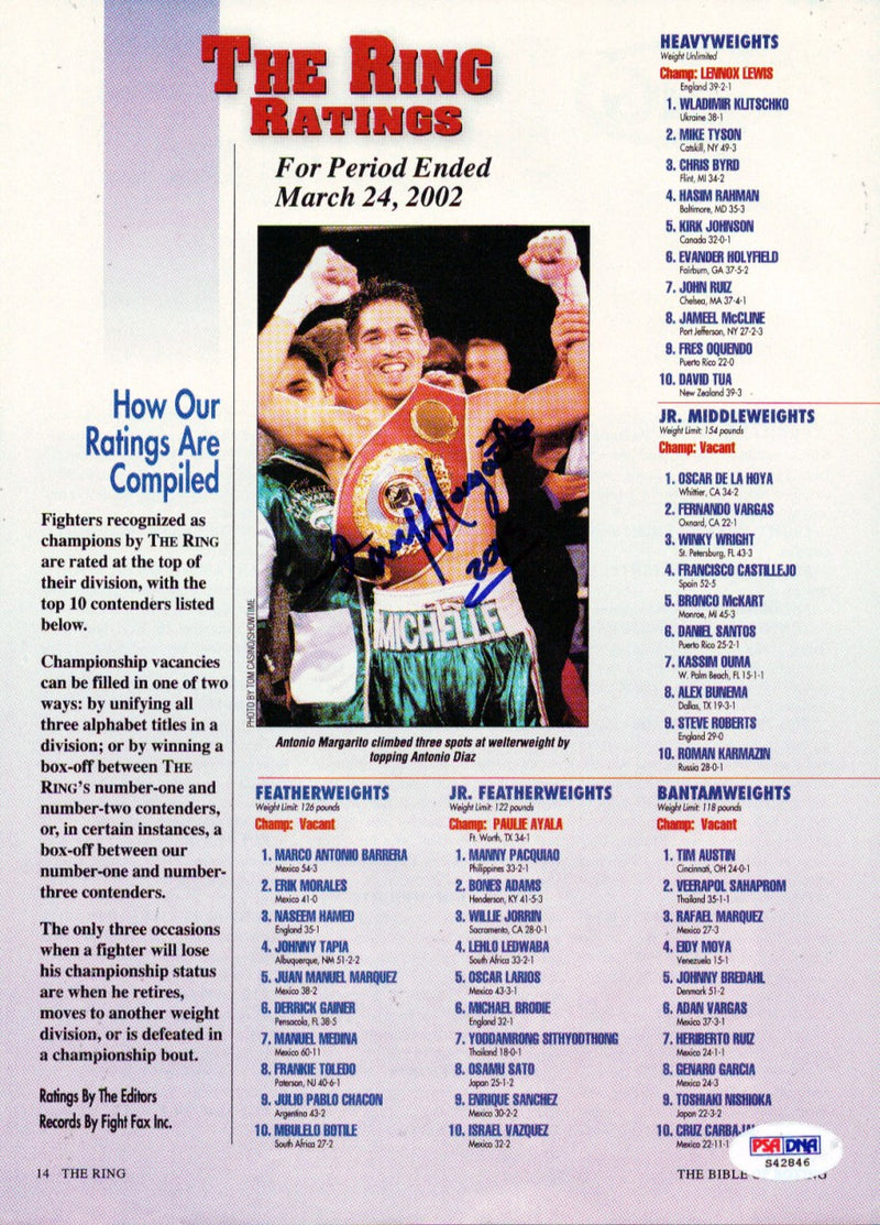 Antonio Margarito Autographed Magazine Page Photo PSA/DNA #S42846