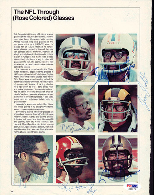 Billy Johnson, Norris Thomas, Jim Jodat, Ken Houston, Joe Lavender & Chuck Muncie Autographed Magazine Page Photo PSA/DNA #S43172