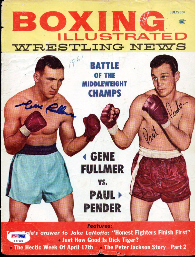 Gene Fullmer & Paul Pender Autographed Boxing Illustrated Magazine Cover PSA/DNA #S47639