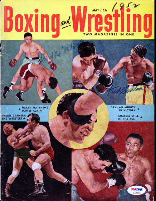 Kid Gavilan & Harry Matthews Autographed Boxing & Wrestling Magazine Cover PSA/DNA #S47658