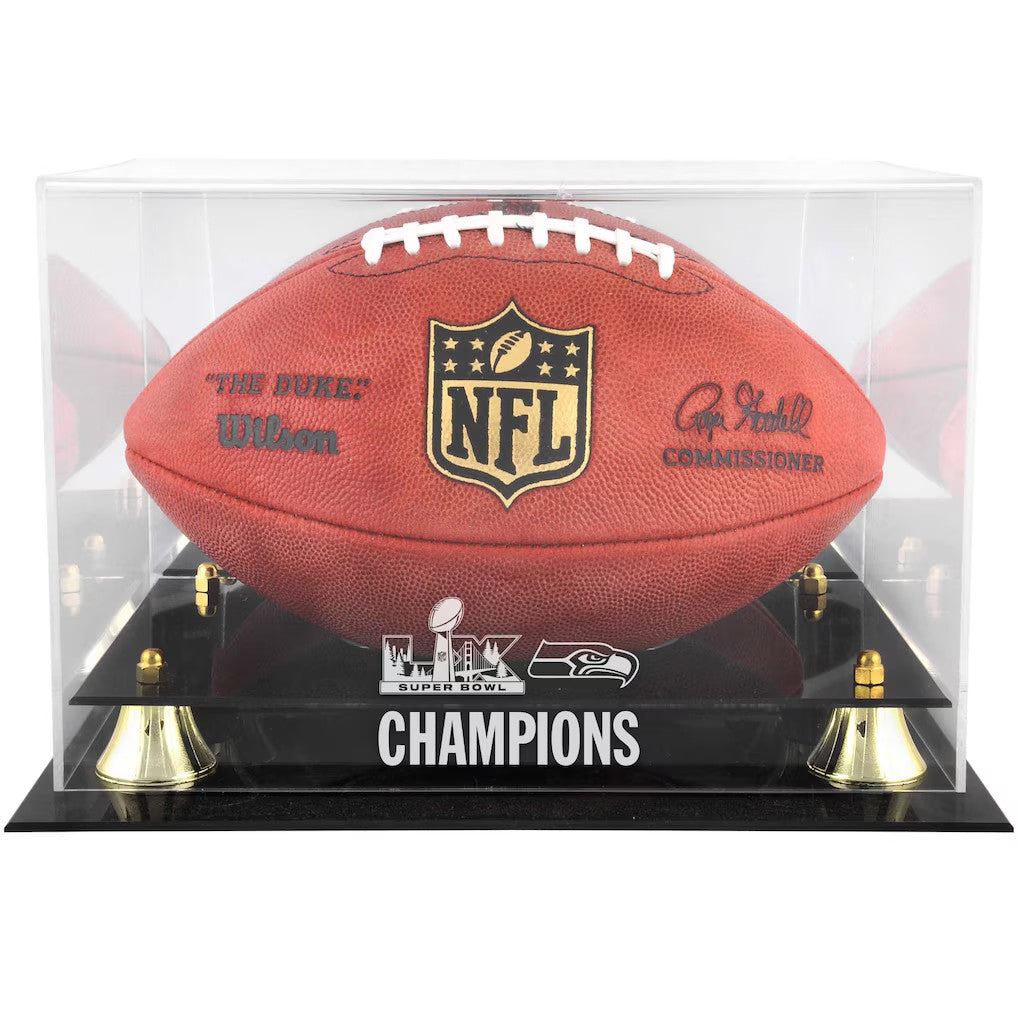 Fanatics Seahawks Super Bowl LX Champions Logo Football Display Case With Mirror Stock #261402