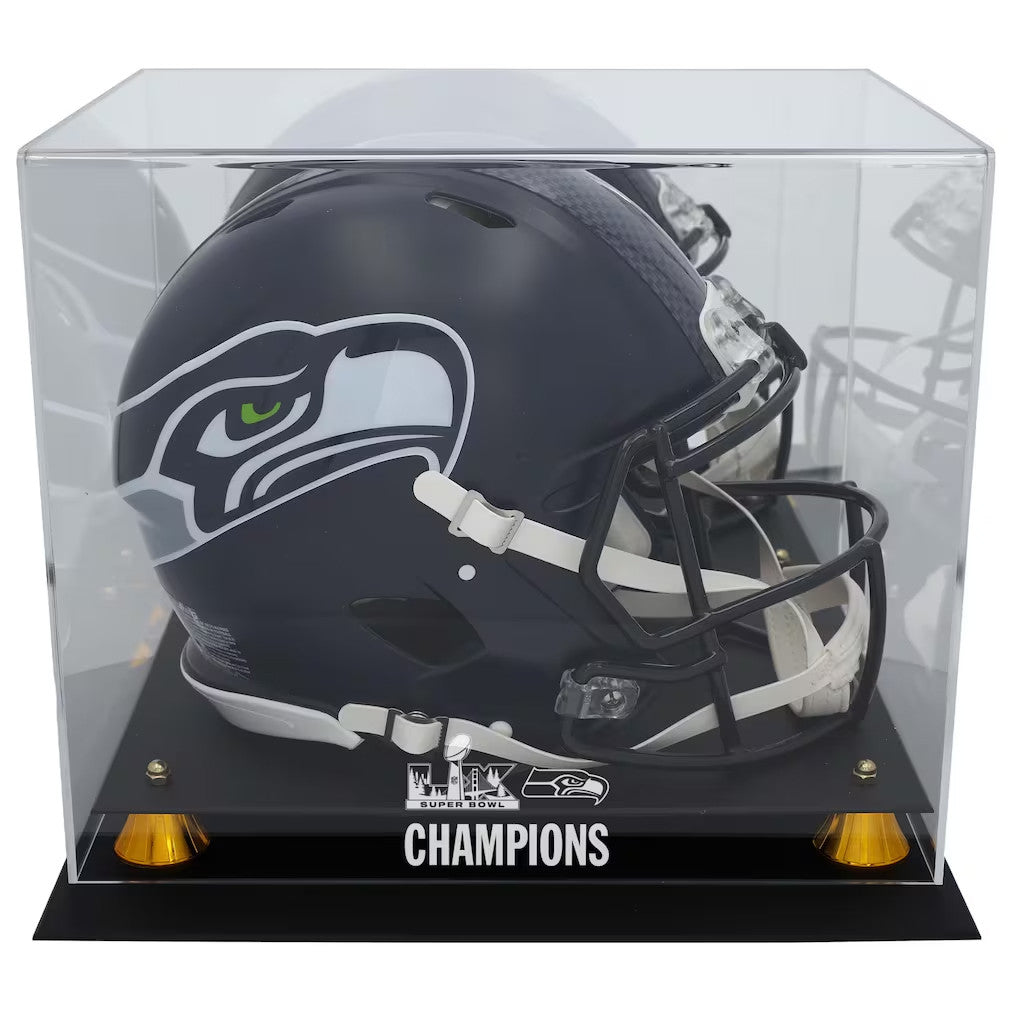 Fanatics Seahawks Super Bowl LX Champions Logo Full Size Helmet Display Case With Mirror Stock #261610