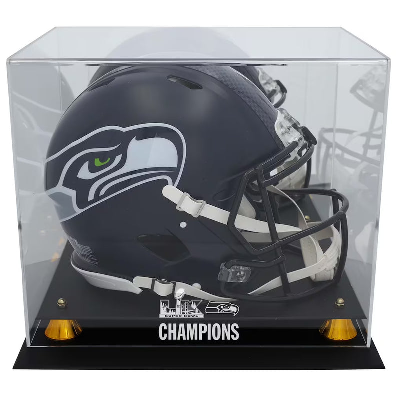 Fanatics Seahawks Super Bowl LX Champions Logo Full Size Helmet Display Case With Mirror Stock #261610