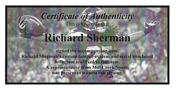 Richard Sherman Autographed 8x10 Photo Seattle Seahawks RS Holo Stock #71537