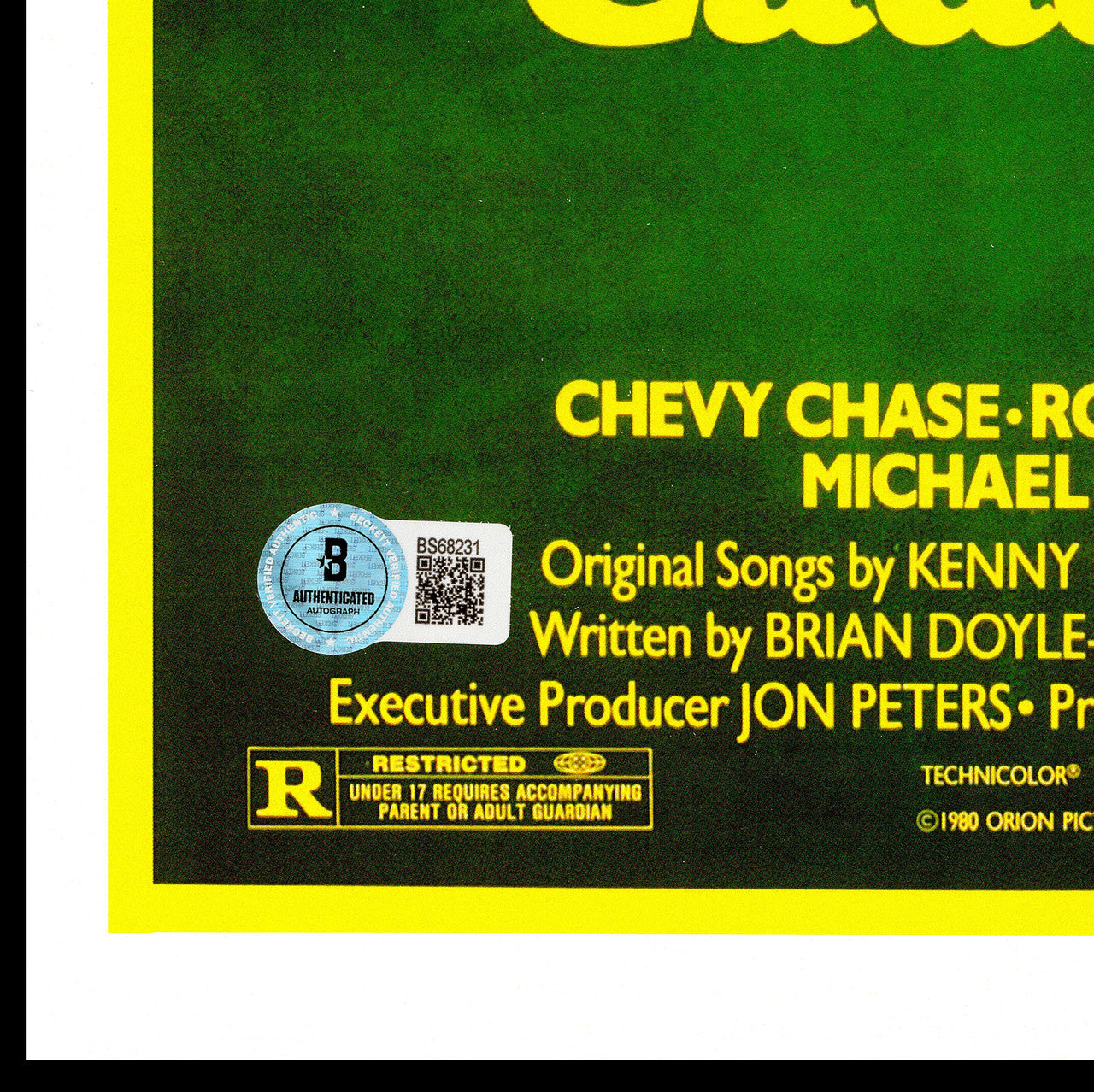 Chevy Chase Autographed 11x17 Caddyshack Movie Poster Beckett BAS QR Stock #248831