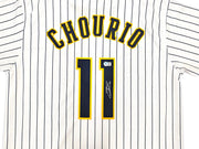Milwaukee Brewers Jackson Chourio Autographed White Jersey Beckett BAS QR Stock #250267