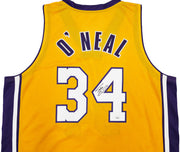 Los Angeles Lakers Shaquille O'Neal Autographed Gold Jersey JSA Stock #248834