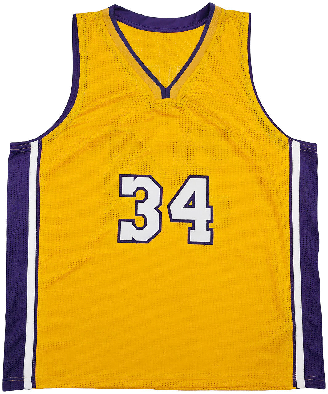 Los Angeles Lakers Shaquille O'Neal Autographed Gold Jersey JSA Stock #248834