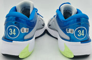 Giannis Antetokounmpo Autographed 2023 Player Exclusive (PE) Promo Blue Nike Zoom Freak 5 Shoes Bucks Size 17 Beckett BAS Witness Stock #252700