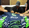 Russell Wilson Autographed Seattle Seahawks Nike Elite Authentic Blue Jersey Size 48 RW Holo