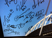Seattle Seahawks Super Bowl XLVIII Champion Autographed Framed 20x30 Canvas Photo "SB XLVIII Champs!" With 42 Signatures Including Russell Wilson & Marshawn Lynch #/112 MCS Holo Stock #94470