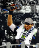 Russell Wilson Autographed 16x20 Photo Seattle Seahawks Super Bowl Trophy RW Holo Stock #85977