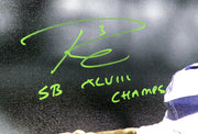 Russell Wilson Autographed 24x30 Canvas Photo Seattle Seahawks "SB XLVIII Champs" Super Bowl #/48 RW Holo Stock #104117