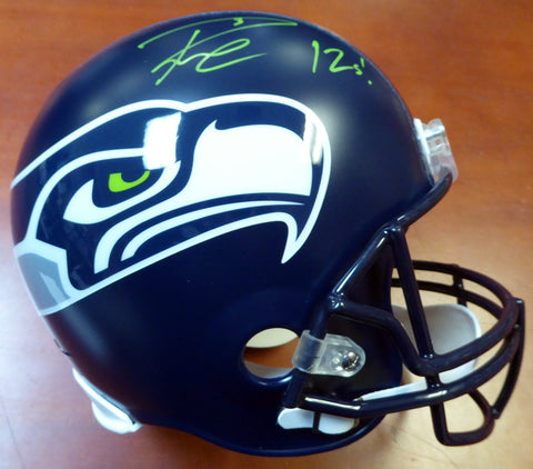Russell Wilson Autographed Seattle Seahawks Full Size Helmet "12s" In Green RW Holo Stock #104262