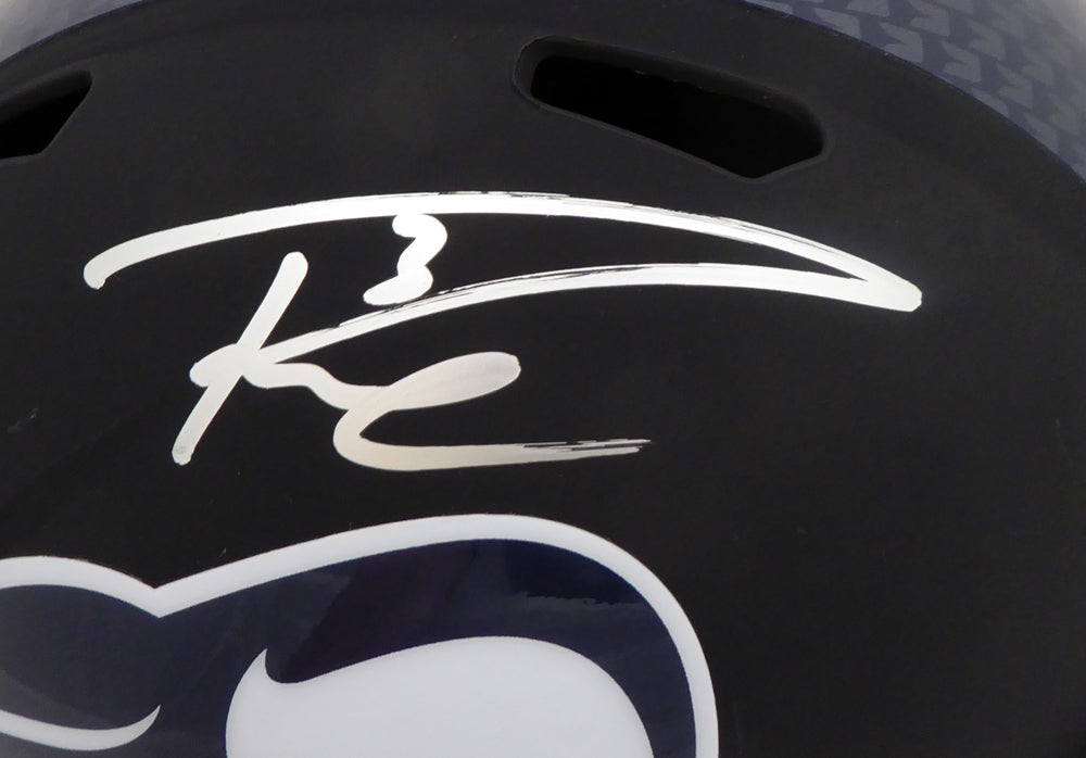 Russell Wilson Autographed Seattle Seahawks Matte Black Speed Full Size Replica Helmet In Silver RW Holo Stock #145782
