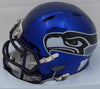 Russell Wilson Autographed Seattle Seahawks Blue Chrome Speed Mini Helmet In Green RW Holo Stock #145786
