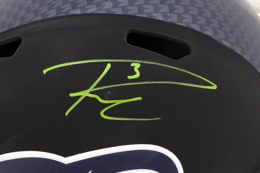 Russell Wilson Autographed Seattle Seahawks Matte Black Speed Full Size Replica Helmet In Green RW Holo Stock #145844