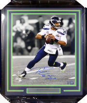 Russell Wilson Autographed Framed 16x20 Photo Seattle Seahawks Super Bowl "SB XLVIII Champs" RW Holo Stock #126675