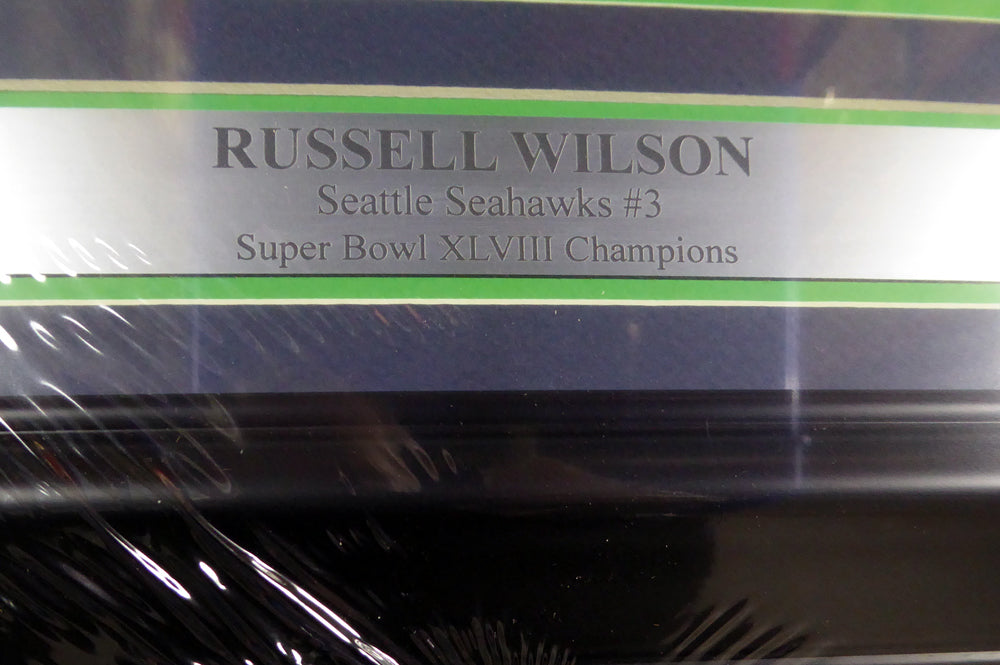 Russell Wilson Autographed Framed 16x20 Photo Seattle Seahawks Super Bowl "SB XLVIII Champs" RW Holo Stock #126675