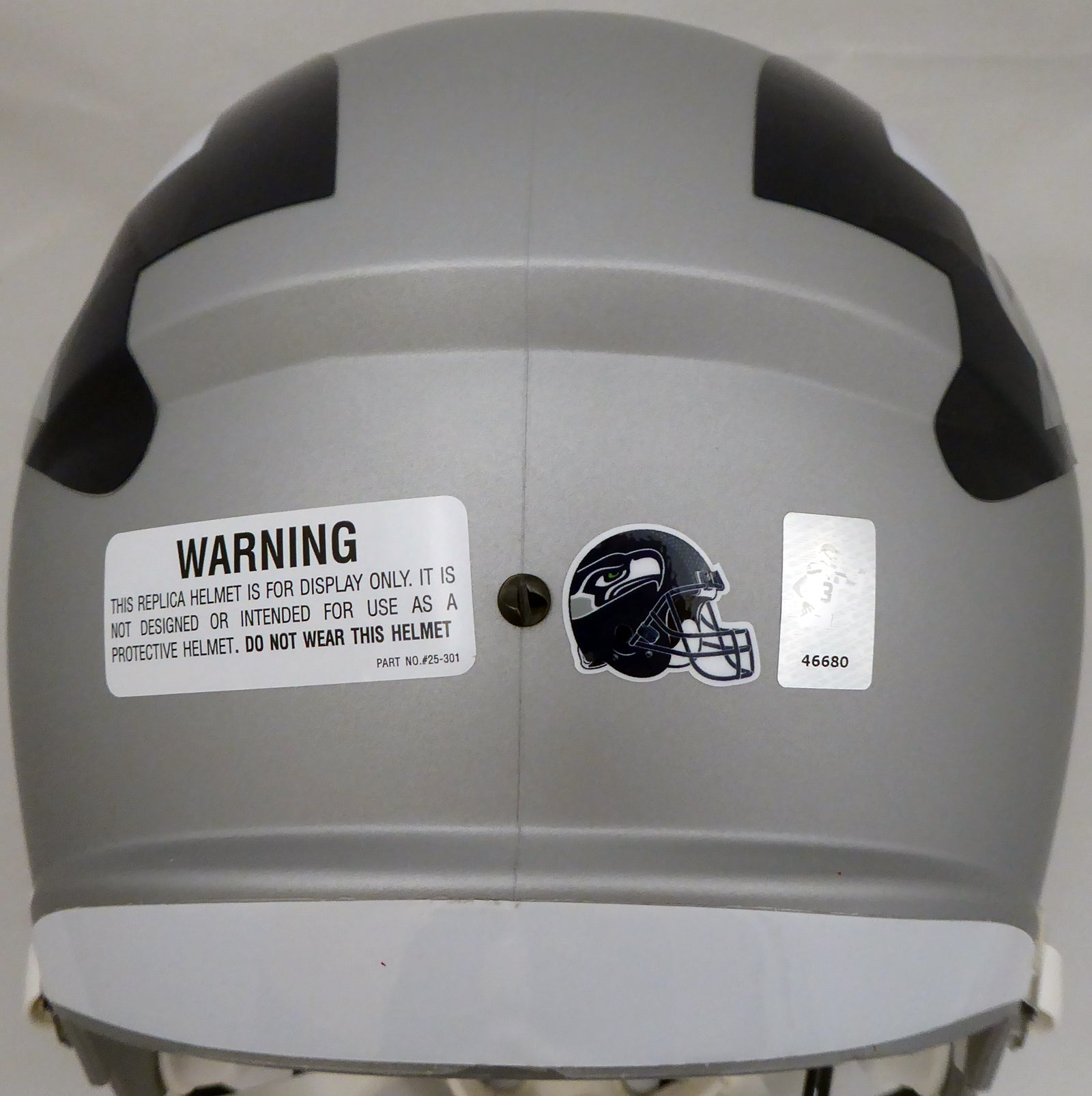 Russell Wilson Autographed Seattle Seahawks Gray AMP Full Size Speed Replica Helmet In Blue RW Holo Stock #159113