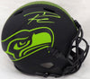 Russell Wilson Autographed Seattle Seahawks Eclipse Black Full Size Speed Replica Helmet In Green RW Holo Stock #178955