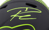 Russell Wilson Autographed Seattle Seahawks Eclipse Black Full Size Speed Replica Helmet In Green RW Holo Stock #178955