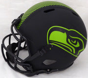 Russell Wilson Autographed Seattle Seahawks Eclipse Black Full Size Speed Replica Helmet In Green RW Holo Stock #178955