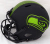 Russell Wilson Autographed Seattle Seahawks Eclipse Black Full Size Speed Replica Helmet In Green RW Holo Stock #178955