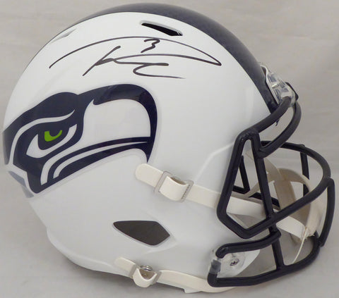 Russell Wilson Autographed Seattle Seahawks Flat Matte White Full Size Speed Replica Helmet RW Holo Stock #178958