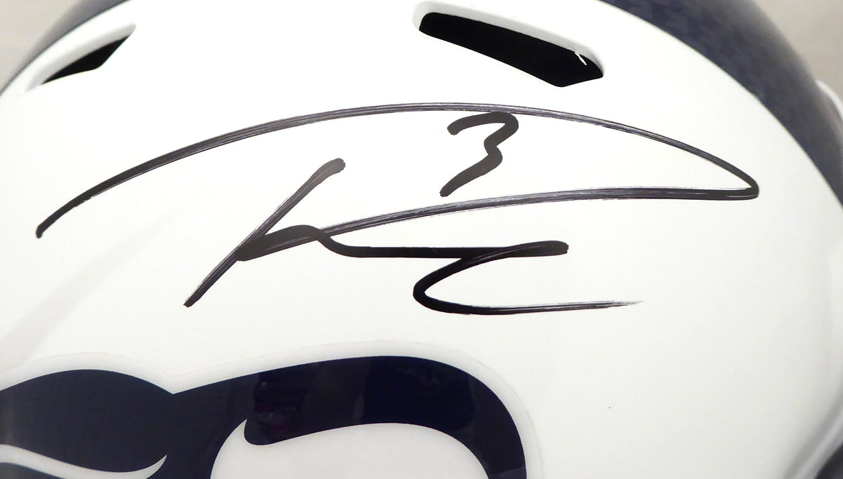 Russell Wilson Autographed Seattle Seahawks Flat Matte White Full Size Speed Replica Helmet RW Holo Stock #178958